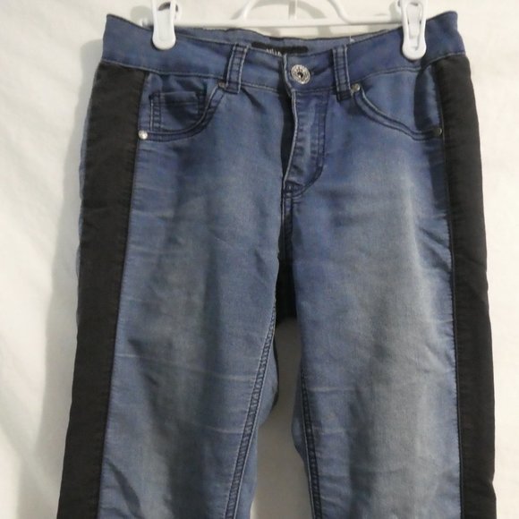 SUKO JEANS | size 4 | Faded Blue Denim With Black Striped Sides - Picture 3 of 16